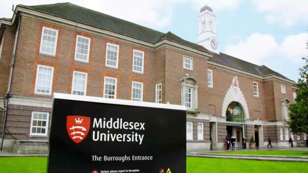 Middlesex University sign outside university building